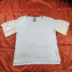 Anthropologie Dolan LCC Lace Puff‎ Sleeve Top Beige White Size Small USA Made